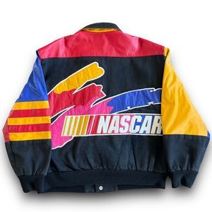 Vintage Black Jeff Hamilton Nascar Leather Racing Jacket